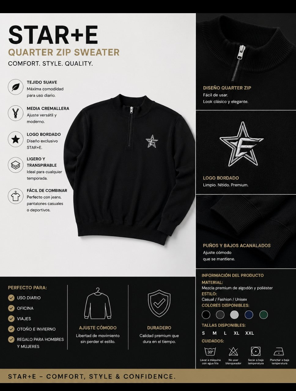 E STAR+E Premium Quarter zip pullover