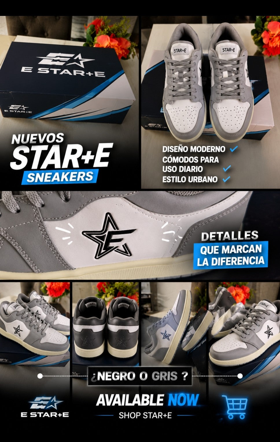 STAR+E Urban Sneakers -gray and white